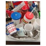 Picnic packs, bottles, cups, etc