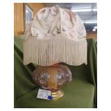 Pink floral glass lamp