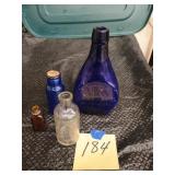 Blue oregano bottle, vases, bottles