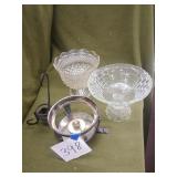 Pedestal bowls, buffet burner, candle holder
