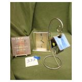 Clock, birdhouse, plaque