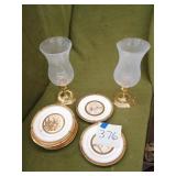 Hurricane candle lamps, Japanese plates