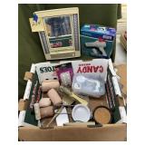 Makeup mirror, blow dryer, beauty items