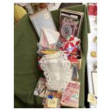 Vintage boxes, sewing items, patterns, etc