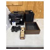 CD/cassette player, speakers