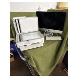 Apple computer, keyboard, printer