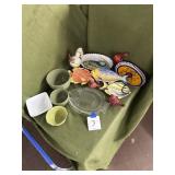 Fish plates, Cardinals, chicken, bowls, etc