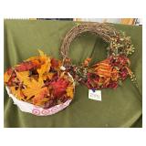 Fall wreath and flowers