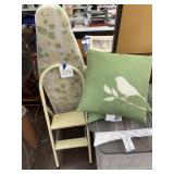 Iron board, ladder, pillows