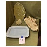 Bird dish, leaf plates, platter