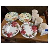 Floral tumblers, plates