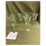 Green depression stemware
