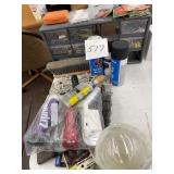 Flashlights, beakers, tools, etc