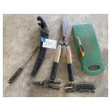 trimmers, saw, knife