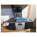 Stereo boom box, head phones, etc