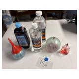 Lamp oil, funnel, diffuser bottles