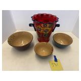 Vase and bowls
