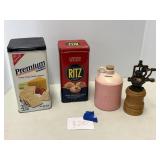 Cracker tins, bank, mill