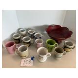 Pedestal bowl, mugs
