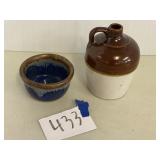 Jug, pottery bowl