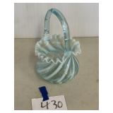 Fenton Blue swirl glass basket