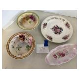 Nippon bowls, German dish, Anniv plate