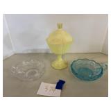 Coin glass, vaseline candy dish with lid