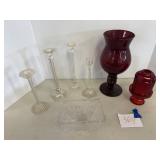 Fairy light, candlesticks, vase, etc