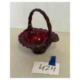 Red glass basket