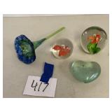 Glass paper wgts and flower