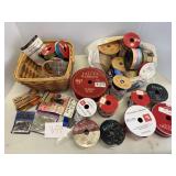 Ribbon, stamps, beads, etc