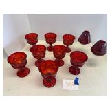 Fostoria ruby red glassware, candle holders