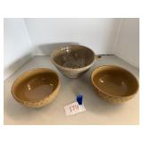 Pottery colander, bowls