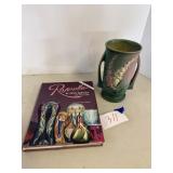 Roseville vase, book