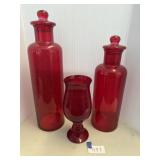Red glass dishes