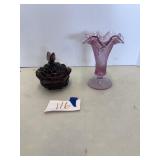 Fenton vase and trinket dish