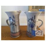 Flower etched pitchers