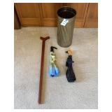Umbrella stand, umbrellas, cane