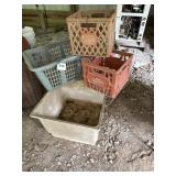 milk crates, sink