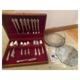 Silverware, trivet, tray