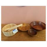 Wooden bowls, utensils
