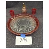 Red hobnail dishes