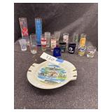 Shotglasses, ashtray