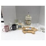 Stemware, mugs, bowl, pig cutting board
