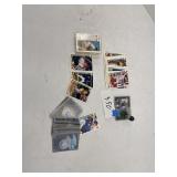 Baseball cards and figurine