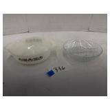 Fire King milk glass casserole dish, relish dish