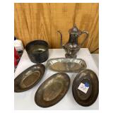 Silver plate, pewter dishes