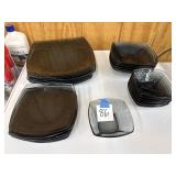 Gray smoke glass dishes