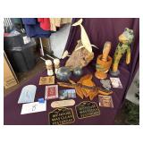 Shaker, Perry whale sculpture, wooden items,
