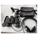Binoculars, headphones